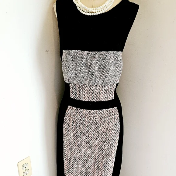 YOANA BARASCHI NYC SEXY TWEED PONTE KNIT COCKTAIL DRESS RUNS SMALL - Picture 4 of 9